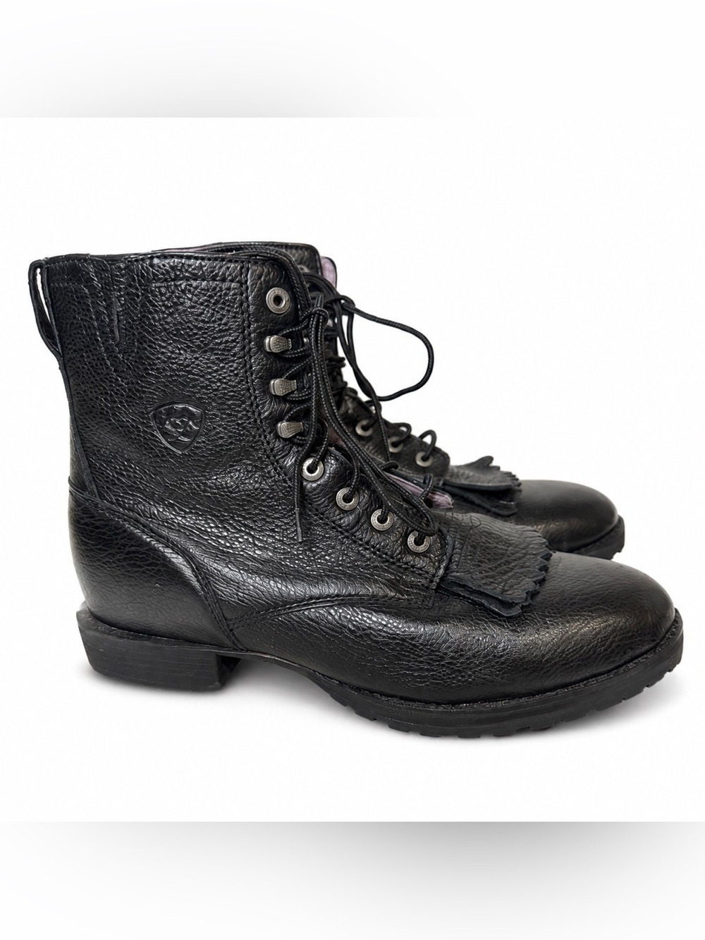 Ariat Heritage Lacer Black Leather Kiltie Western Roper Boots 8B